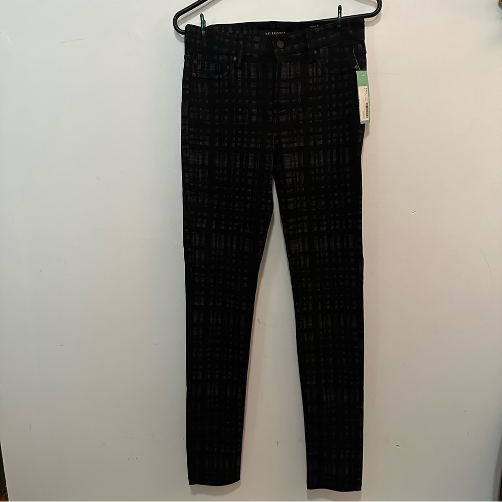 Liverpool Black Plaid Skinny Jeans NWT